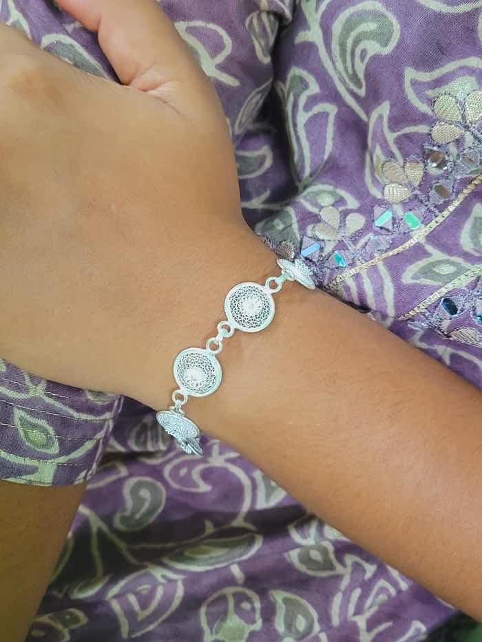 Circles Bracelet intricate silver filigree design Silver lining Filigree