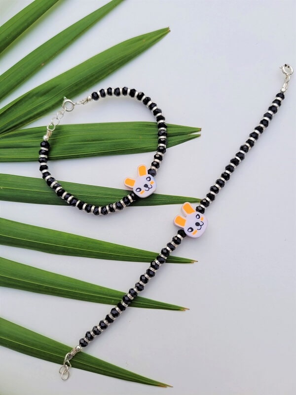 Baby Black Beads Bracelet in Silver Silver Baby Jewelry