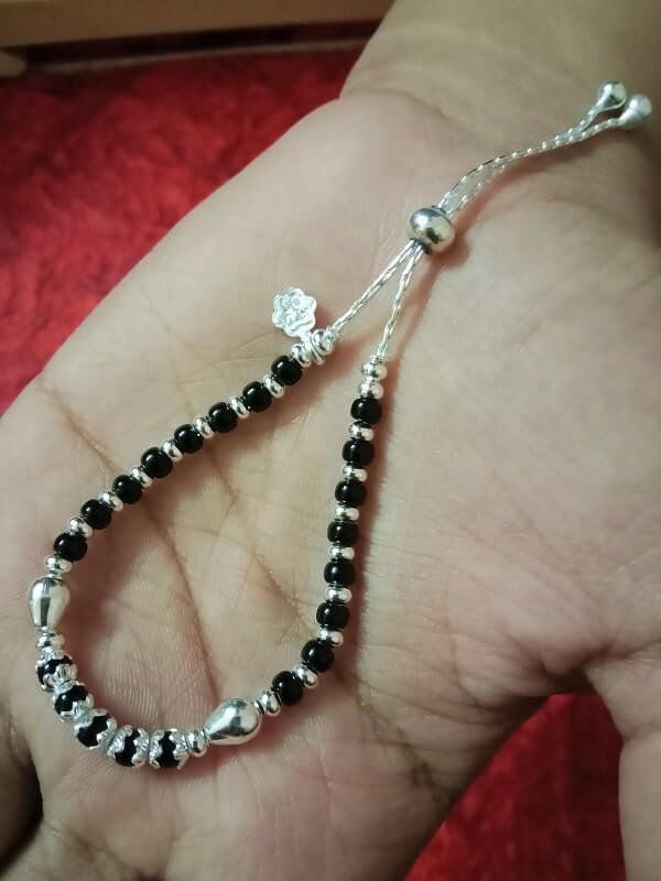 Baby black beads Anklet Nazariya by Silver Linings – Silverlinings