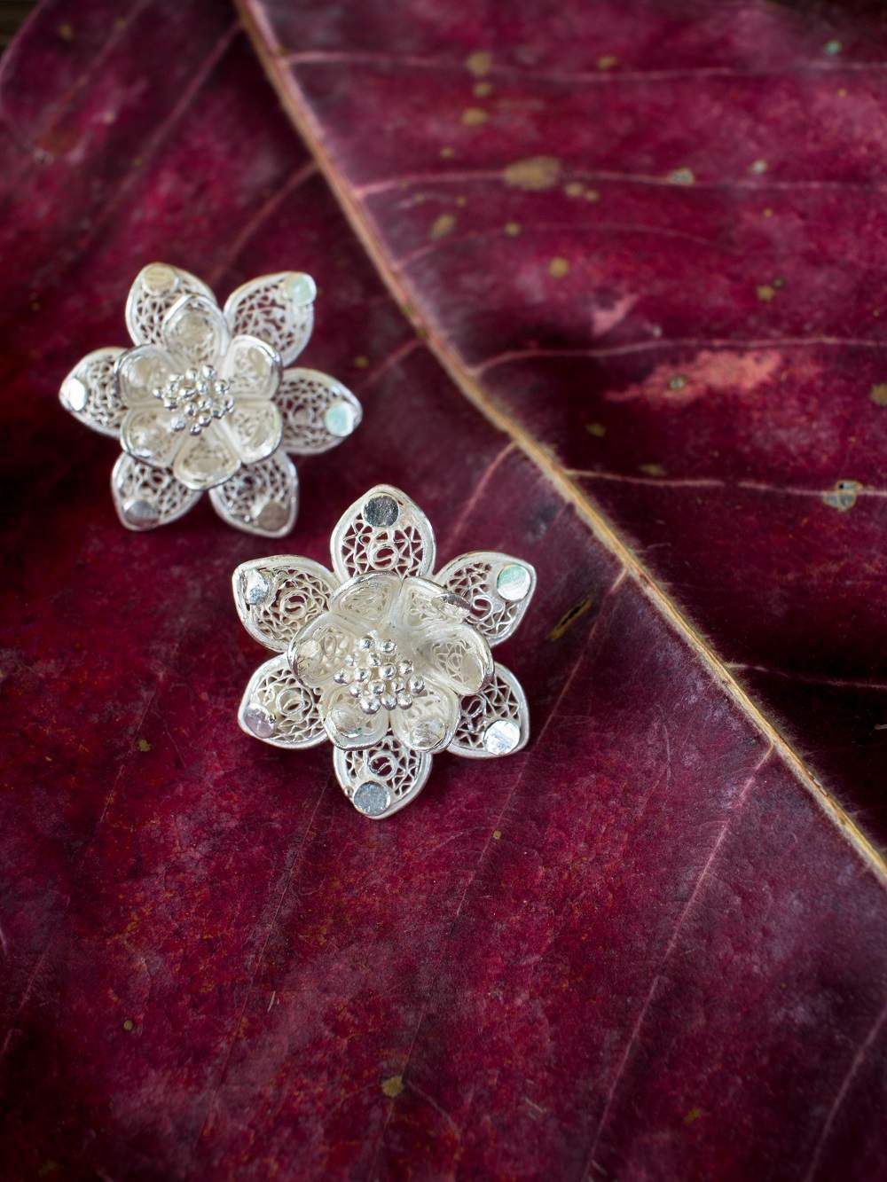 Silver Studs Earrings online for women Silverlinings Filigree