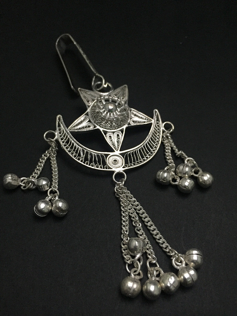 Star and Moon Silver Filigree Ladies Key Ring