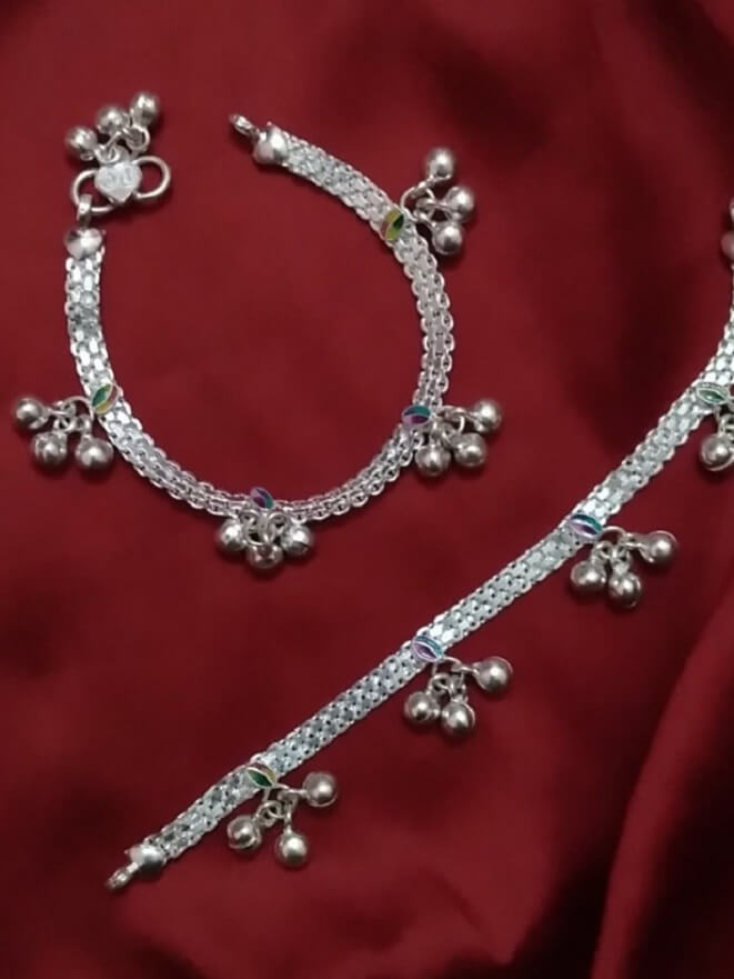 Baby Girl Silver Anklets with Ghungroo Silver Linings
