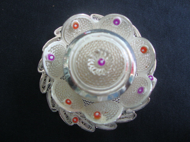 Silver Filigree Sindoor Box
