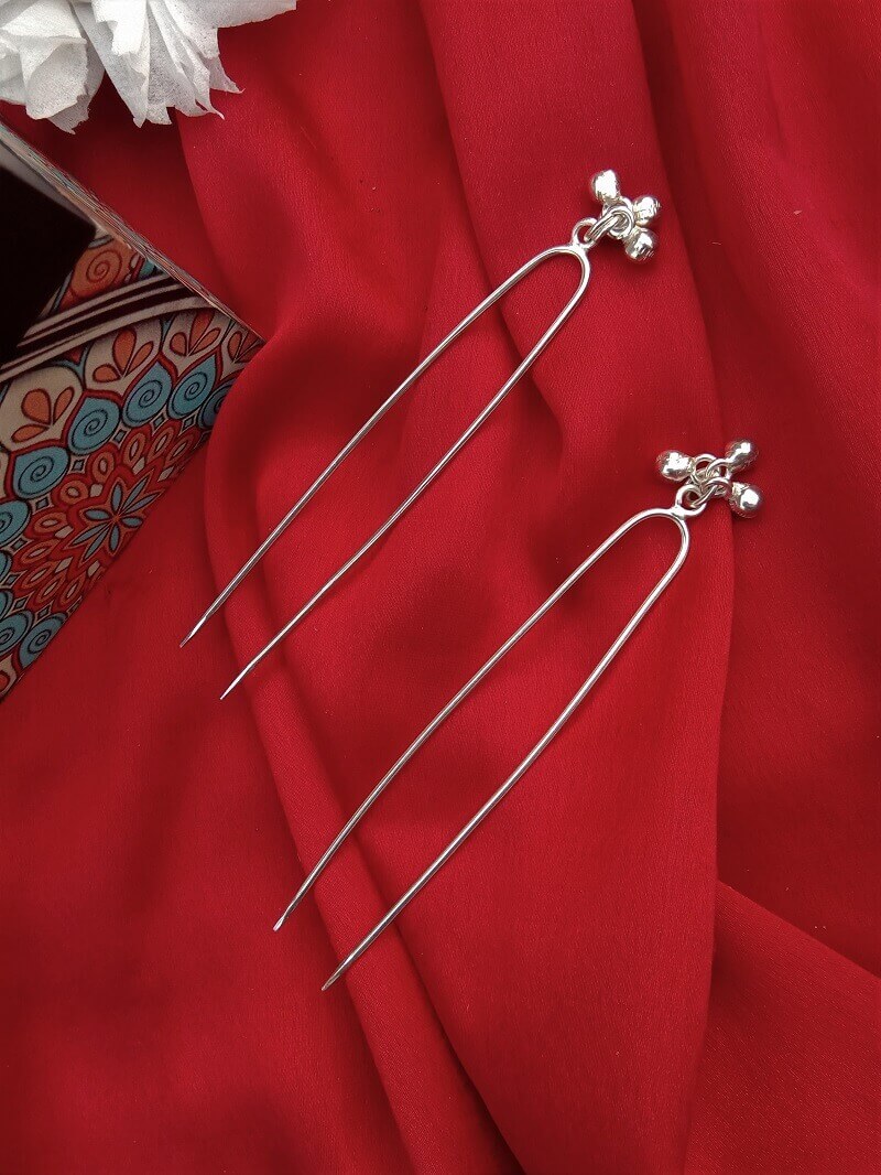Silver Juda Hair Pin with ghungroo Silver Linings Odisha