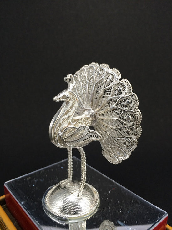 Silver Filigree Peacock