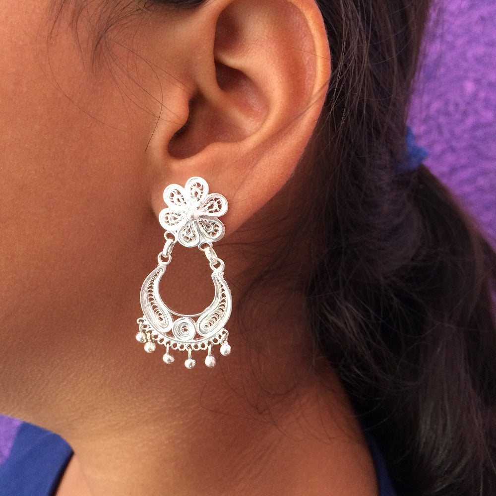 Silver Chandbali Earrings          