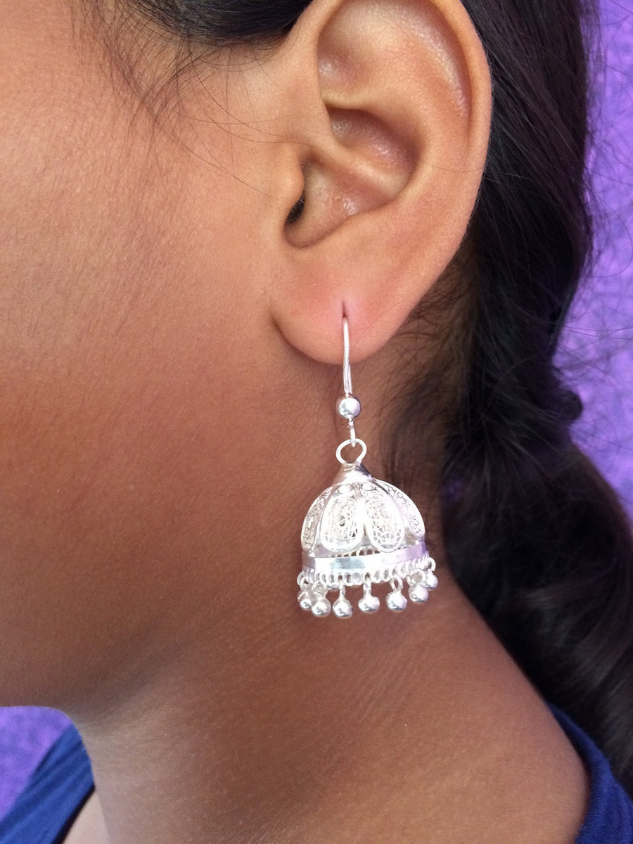 Silver small 2025 jhumka earrings