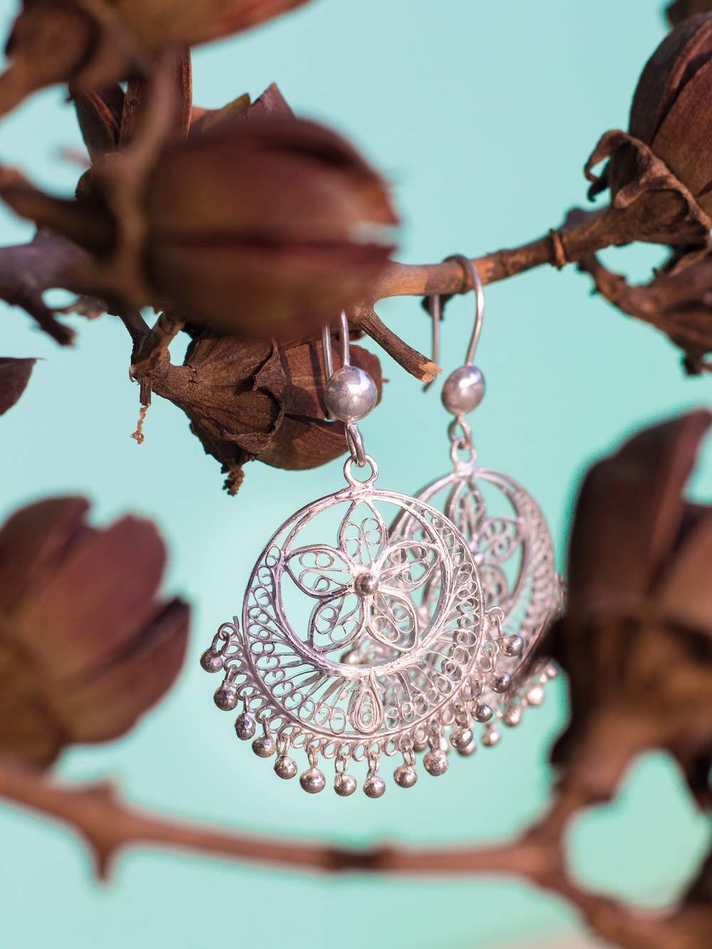 Silver Jhumkas