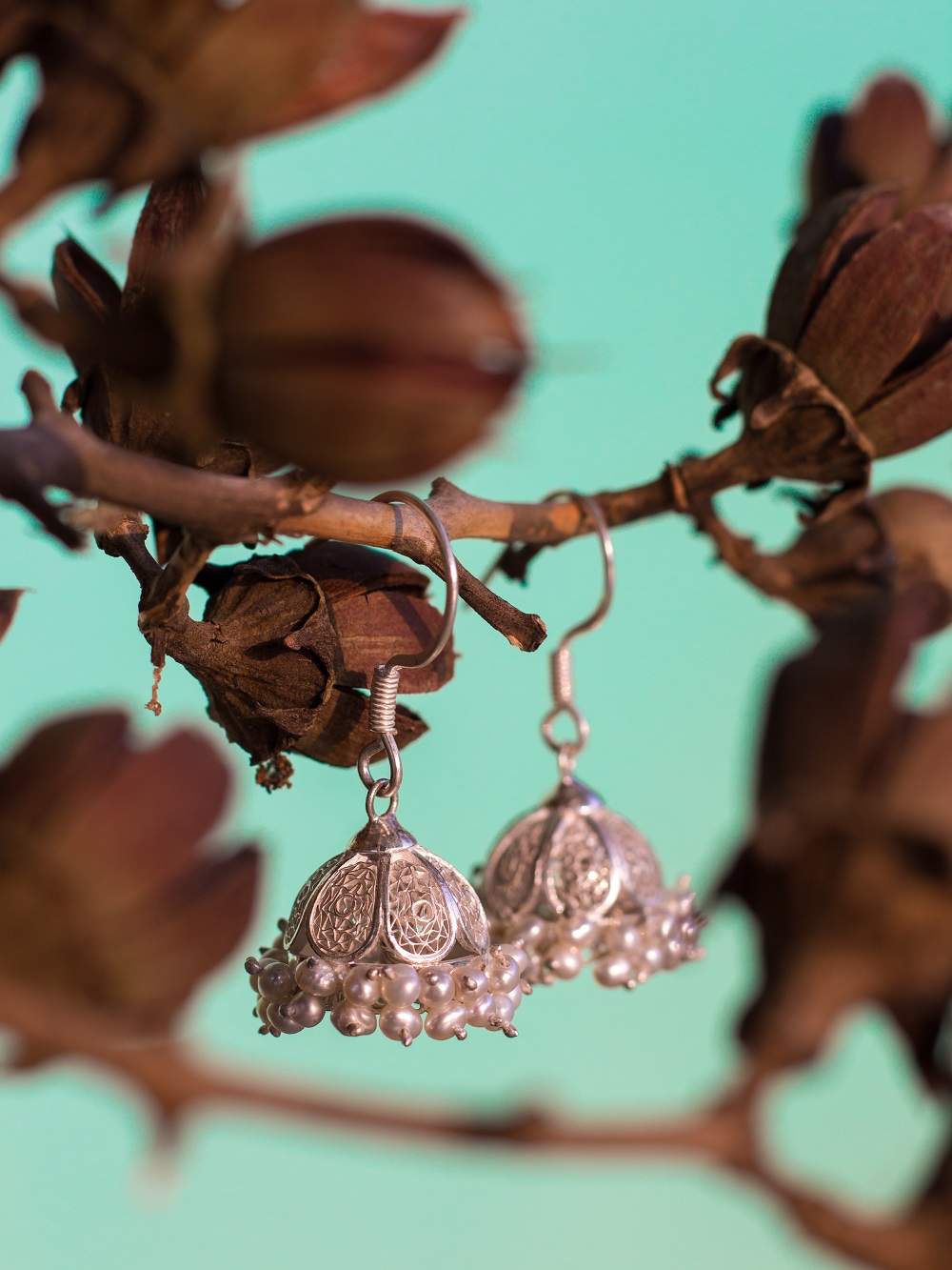 Silver Jhumkas