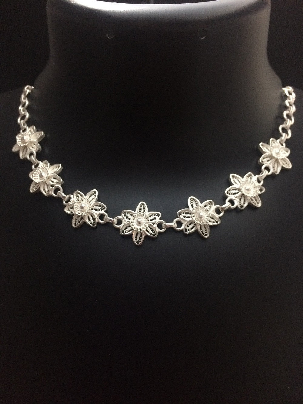 Silver flower choker on sale