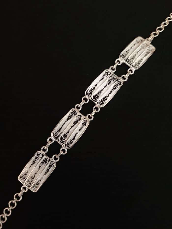 Handmade silver filigree Tarakasi bracelet from Cuttack, India