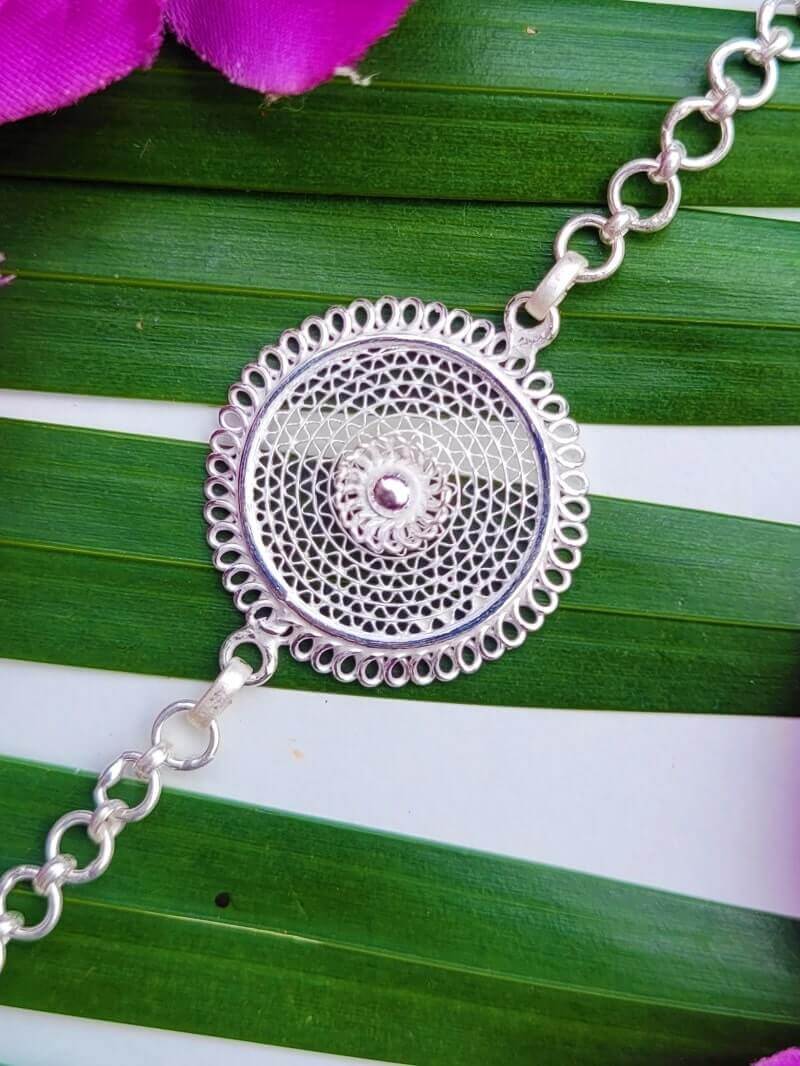 Buy Silver Rakhi Online | Silver Filigree Rakhi & Lumba | Silverlinings