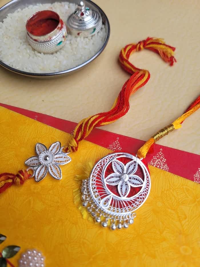 Eternal Bond - Silver Rakhi and Lumba Set