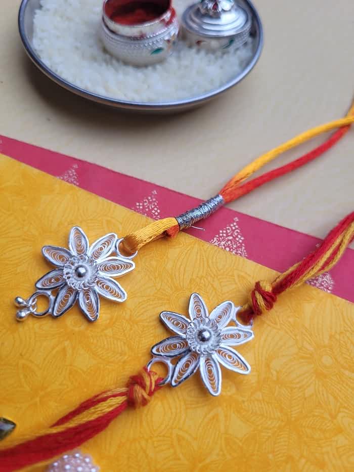 Divine - Silver Rakhi and Lumba Set