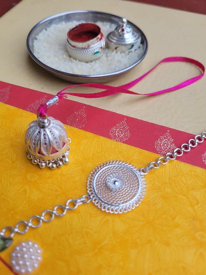 Uniquely You - Silver Rakhi and Lumba Set