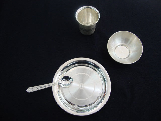 Load image into Gallery viewer, Silver dinner set Annaprashan gifts
