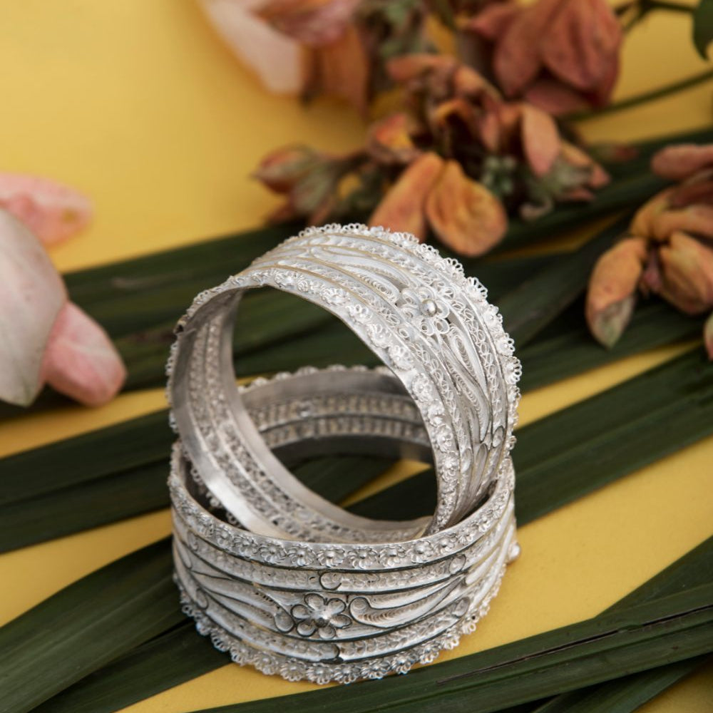 
                      
                        Silver Bangles handmade with Filigree
                      
                    