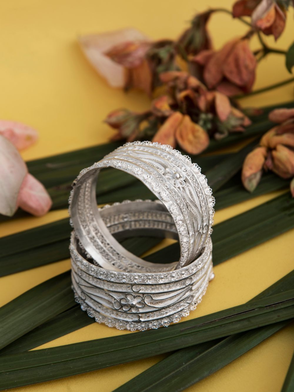 Silver Bangles handmade with Filigree