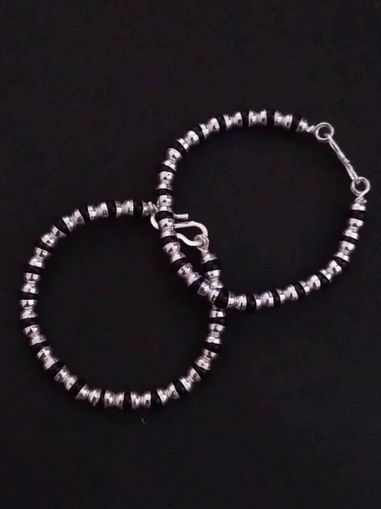 Silver black beads bangles for baby Clearance