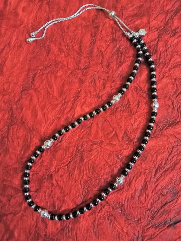 Silver black beads deals chain for babies