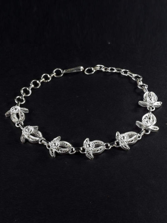 Kada Chain Style Charm Hanging Motif Modern Silver Bracelet – Silver Throne  - 925 Silver Jewellery