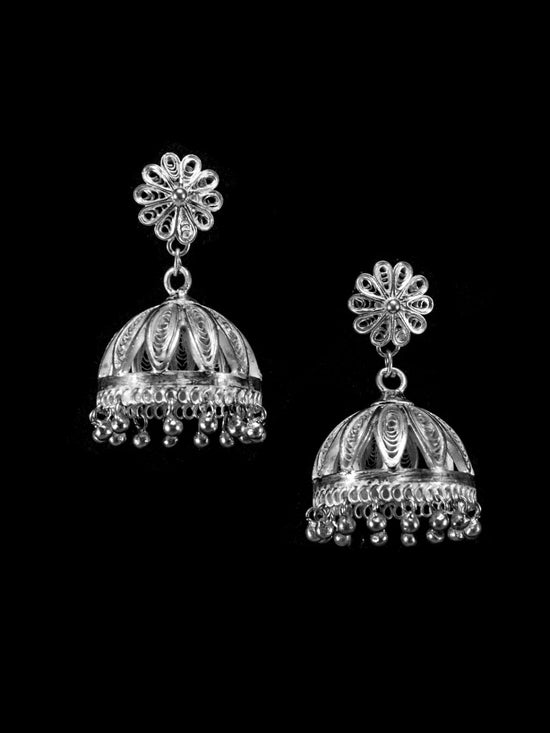 Silver Oxidised Jhumka Earrings – Pia Ka Ghar