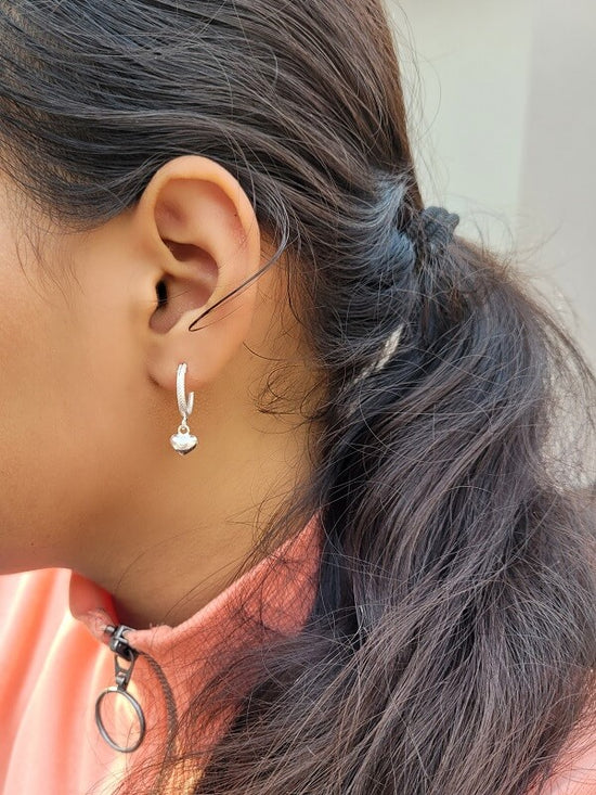 Silver Bali Hoop Heart Earrings online for young girls – Silverlinings