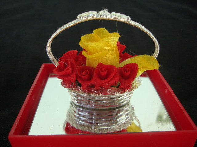 Silver Filigree Flower Basket