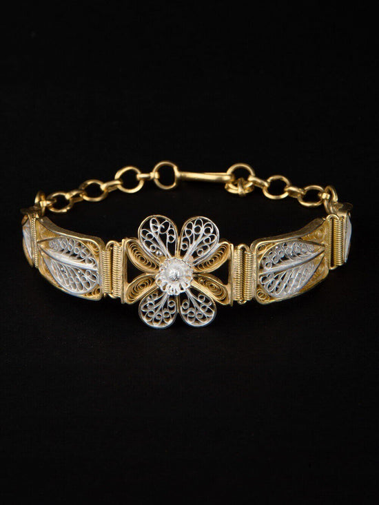 Gold plated silver beads pearl rakhi bracelet