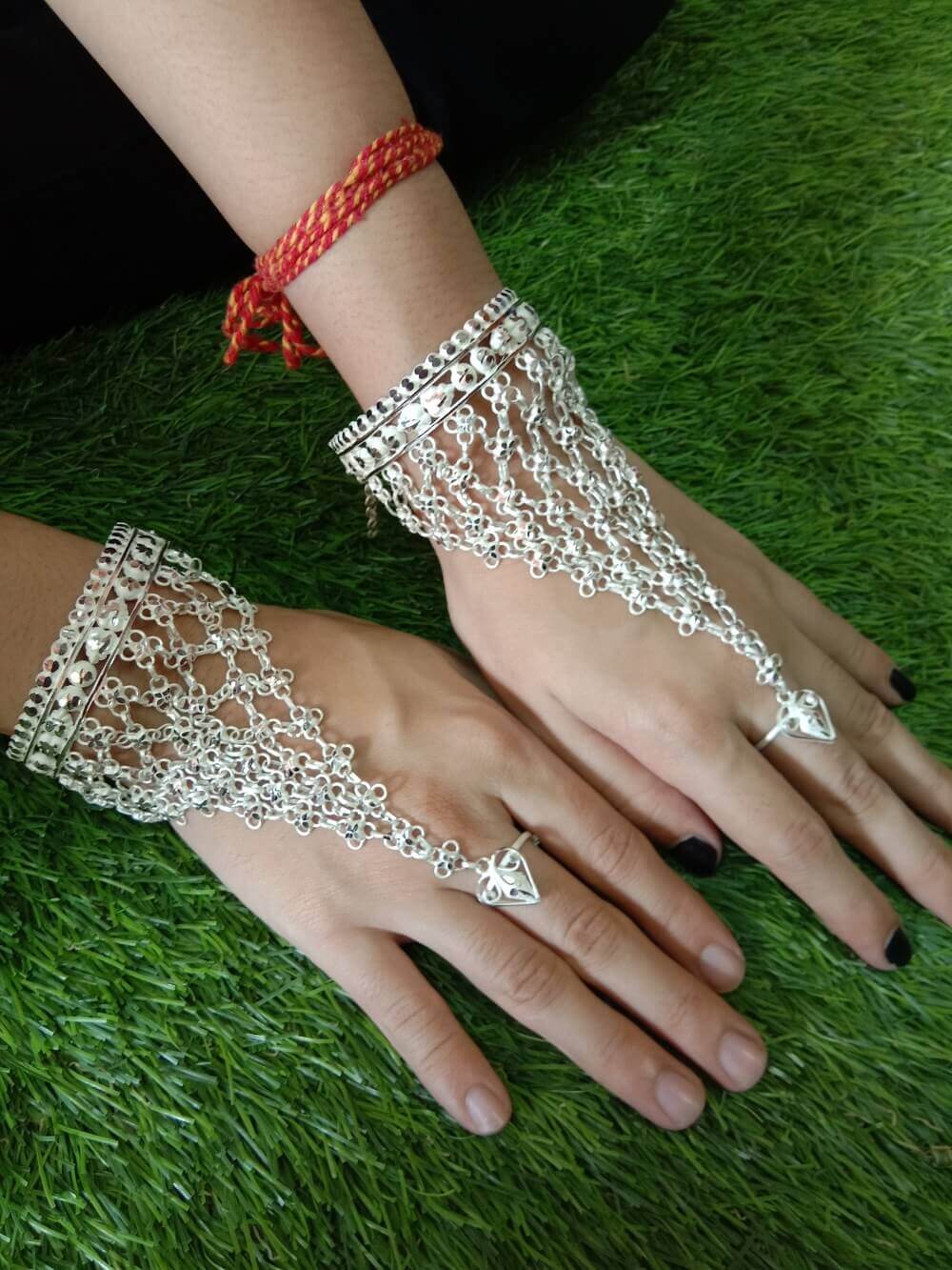 Silver Haath phool online Bridal Jewellery Hath Panja -Silverlinings