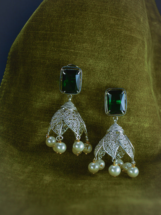 Lotus Crystal & Pearl Earrings