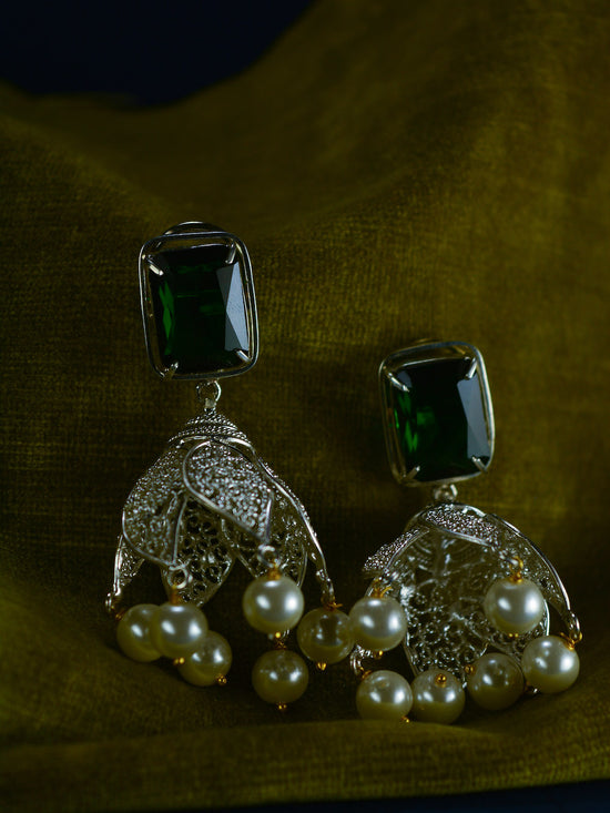 Lotus Crystal & Pearl Earrings