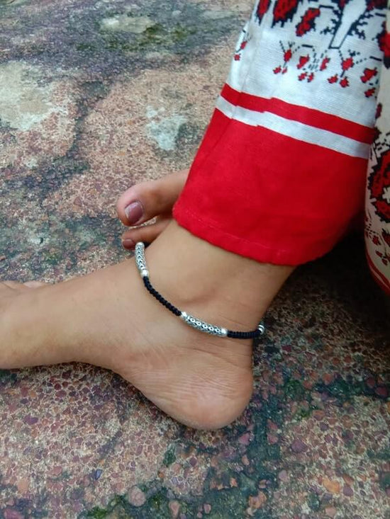Evil Eye Anklet Silver  Black Thread Anklet for Nazar