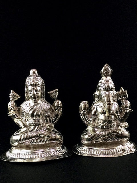 Silver Ganesh Laxmi Statue