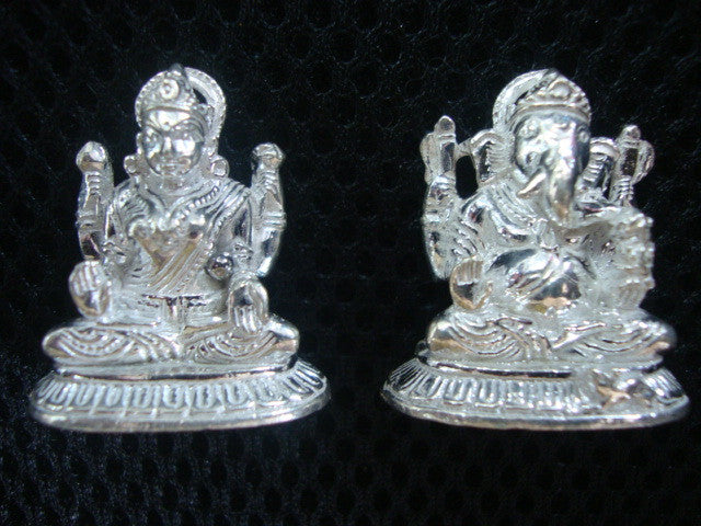 Silver Ganesh Laxmi Statue