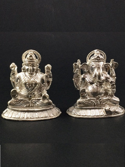 Silver Ganesh Laxmi Statue