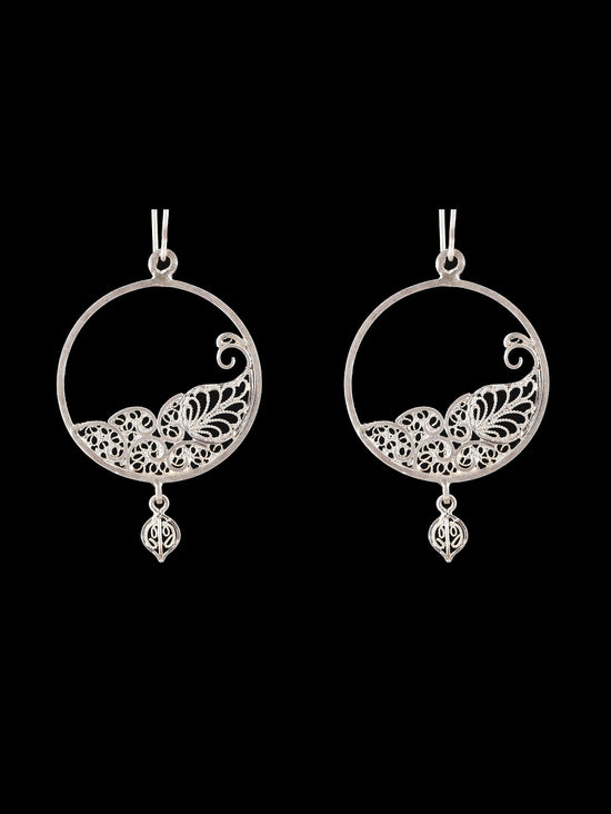 Peacock in a circle Earrings and Pendant Set