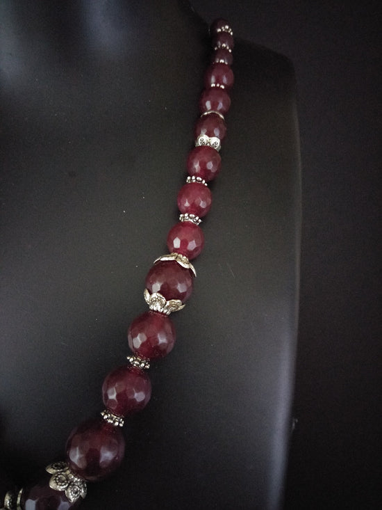 Red onyx beads necklace online        