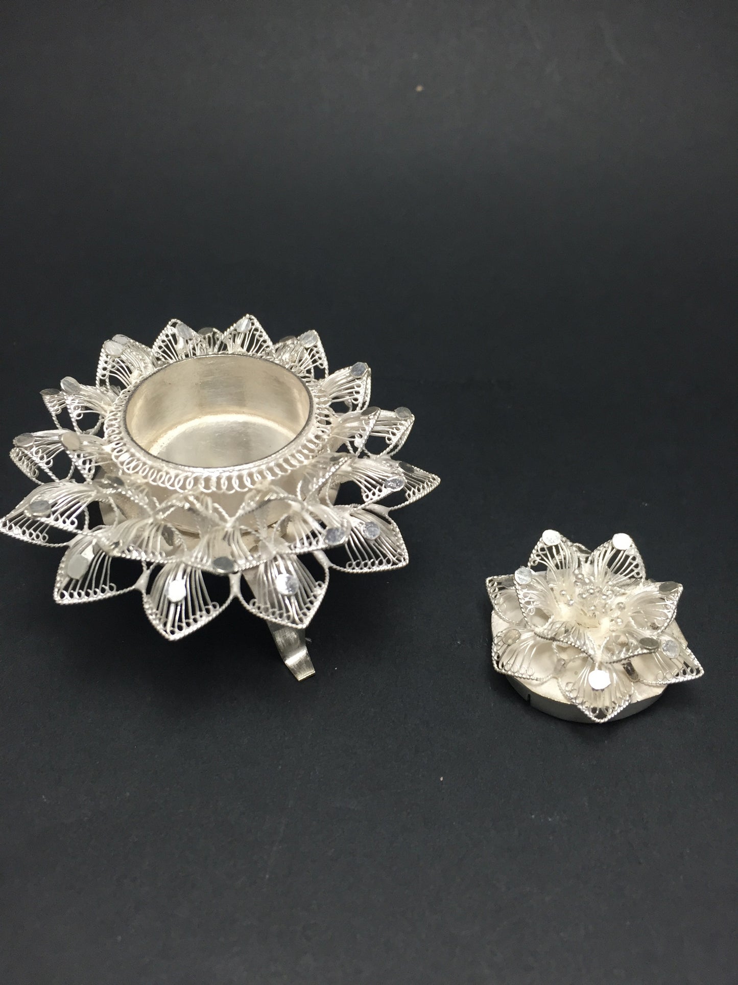 Silver Filigree Sindoor Box