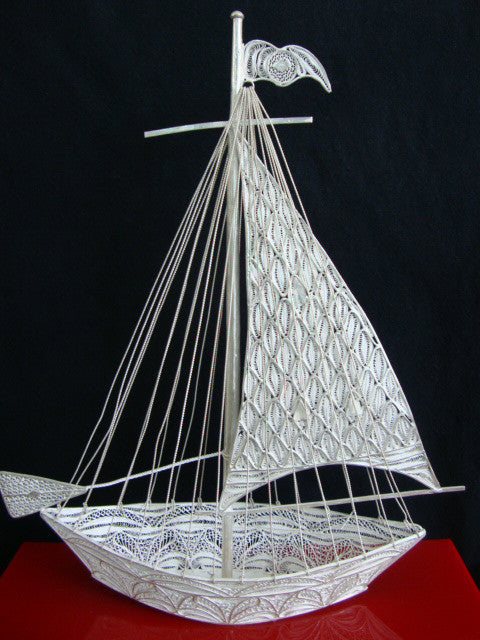 Load image into Gallery viewer, Silver Filigree Ship
