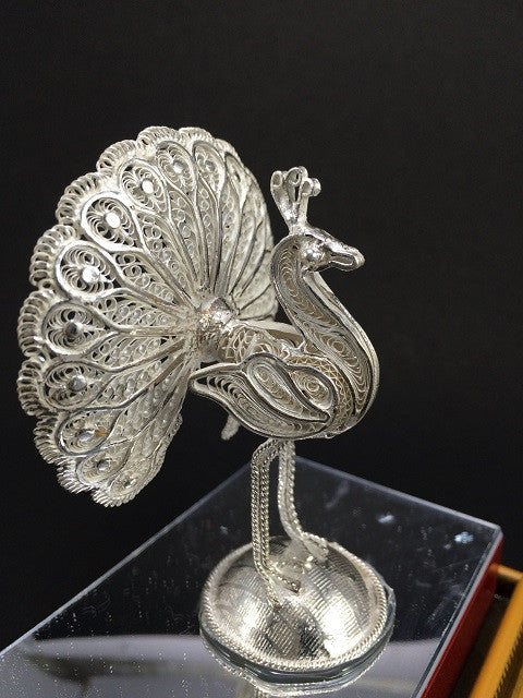 Load image into Gallery viewer, Silver Filigree Peacock
