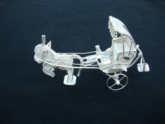 Load image into Gallery viewer, Silver Filigree Horse Rickshaw
