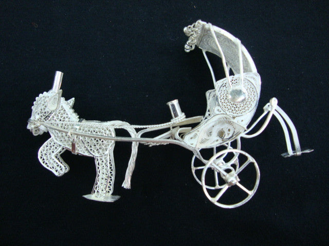 Silver Filigree Horse Rickshaw