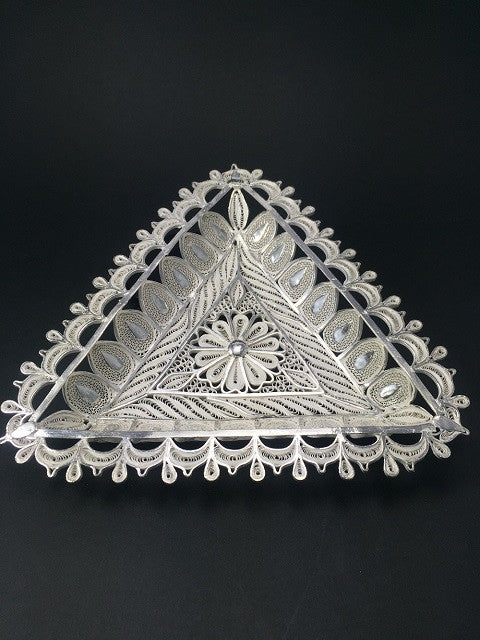 Silver Filigree Triangular Plate