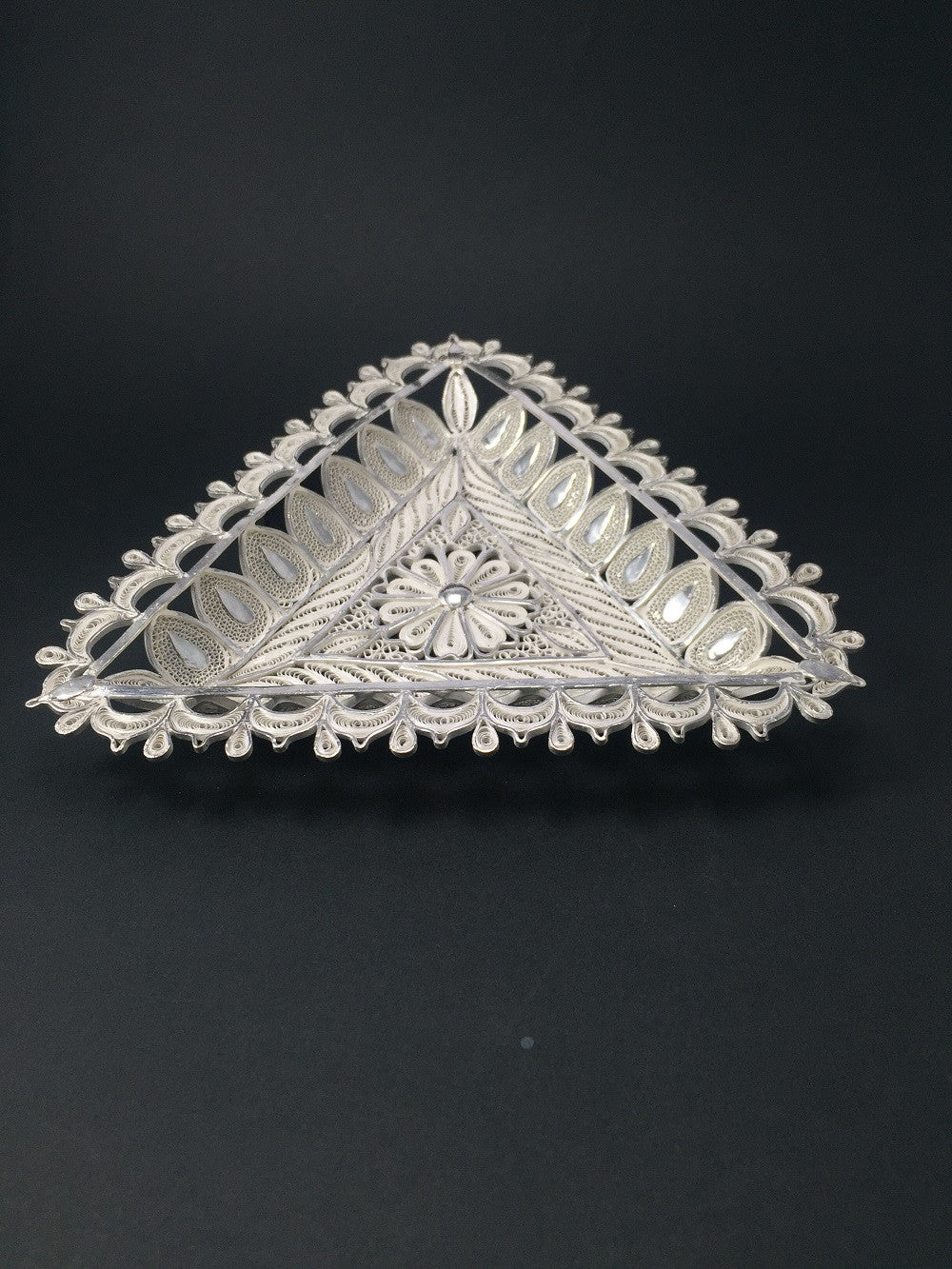 Silver Filigree Triangular Plate
