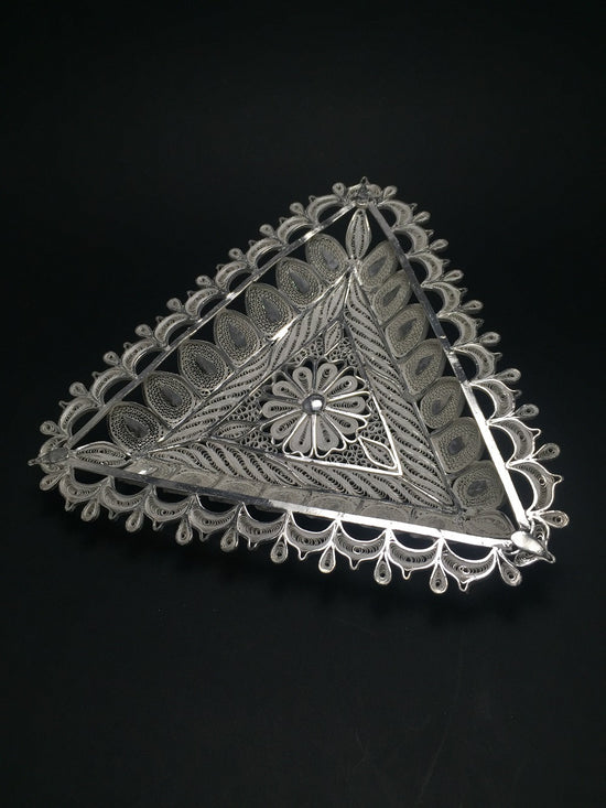 Silver Filigree Triangular Plate