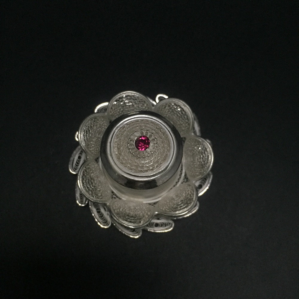 
                      
                        Silver Filigree Lotus Sindoor Box 
                      
                    