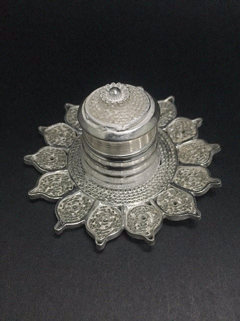 Silver Filigree Petal Sindoor Box