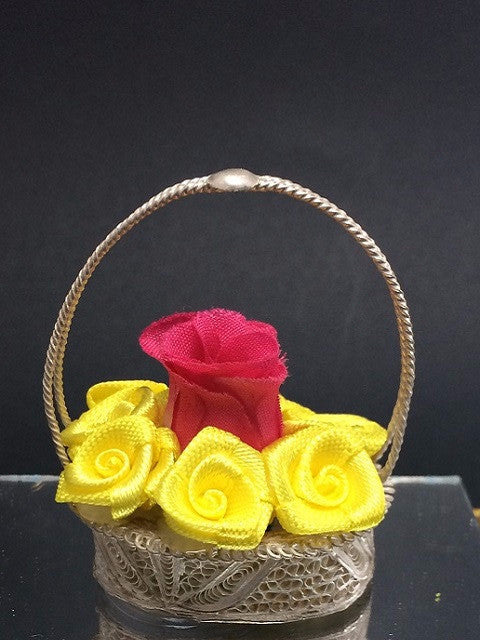 Silver Filigree Flower Basket