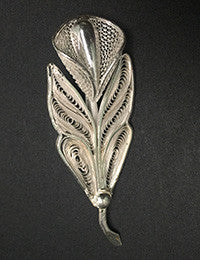 Silver Floral Saree Pin Brooch